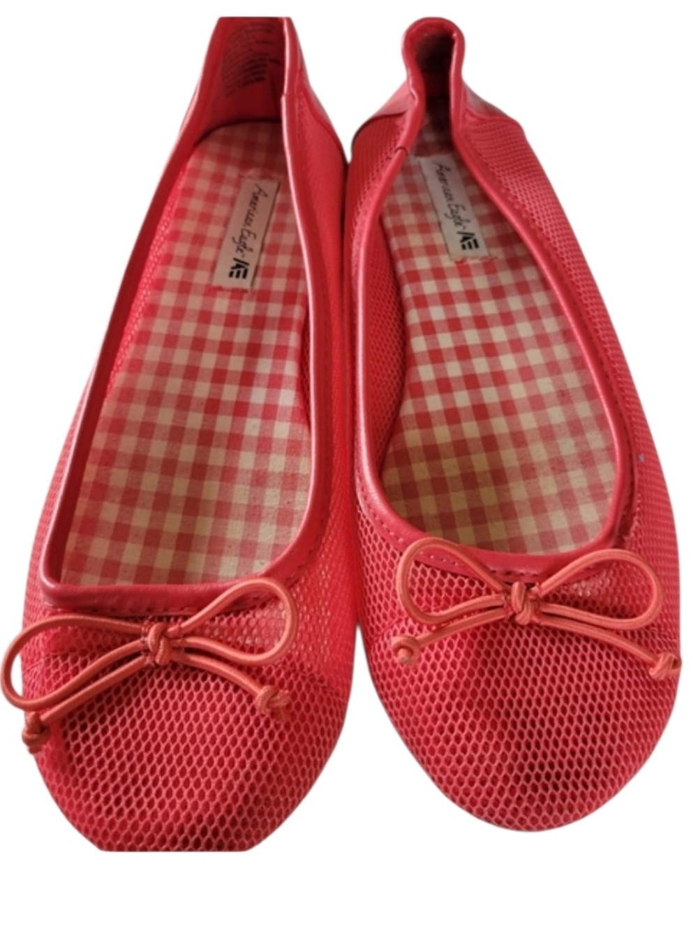 AMERICAN EAGLE Soft Mesh Bow Front Slip-on Flats In Salmon Size 7